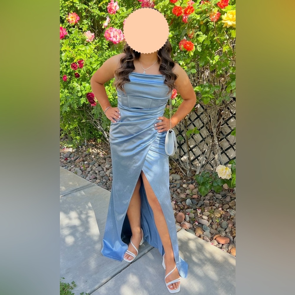 Cowl Neck, Mermaid Satin Glitter Formal Dress